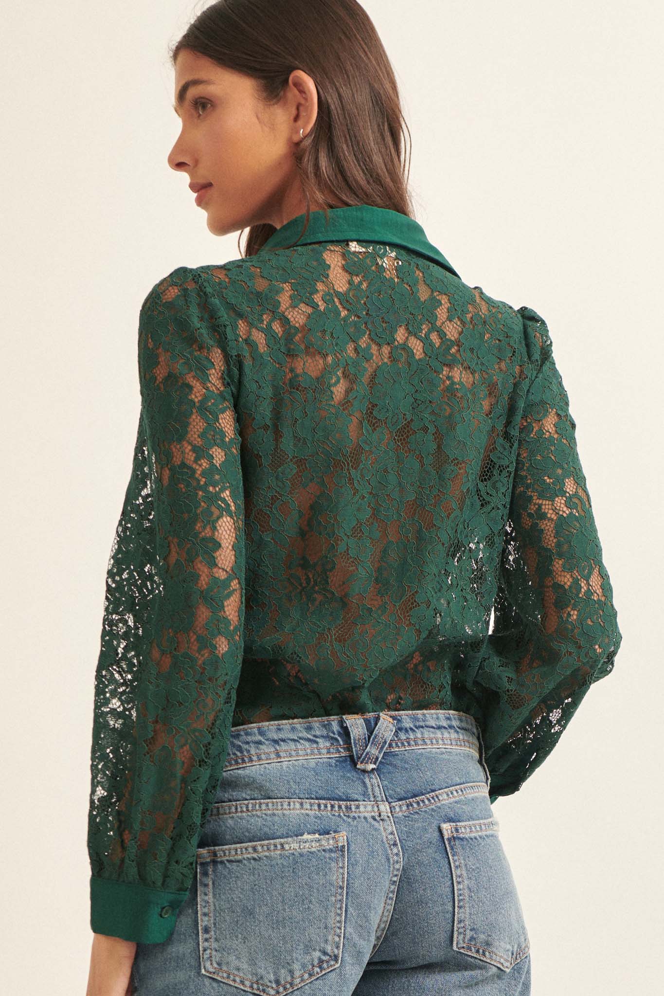 Bella Donna Floral Lace Button-Up Shirt - ShopPromesa