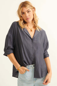 Careless Love Oversized Button-Up Crepe Shirt - ShopPromesa