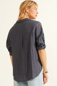 Careless Love Oversized Button-Up Crepe Shirt - ShopPromesa