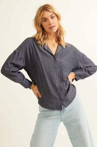 Careless Love Oversized Button-Up Crepe Shirt - ShopPromesa