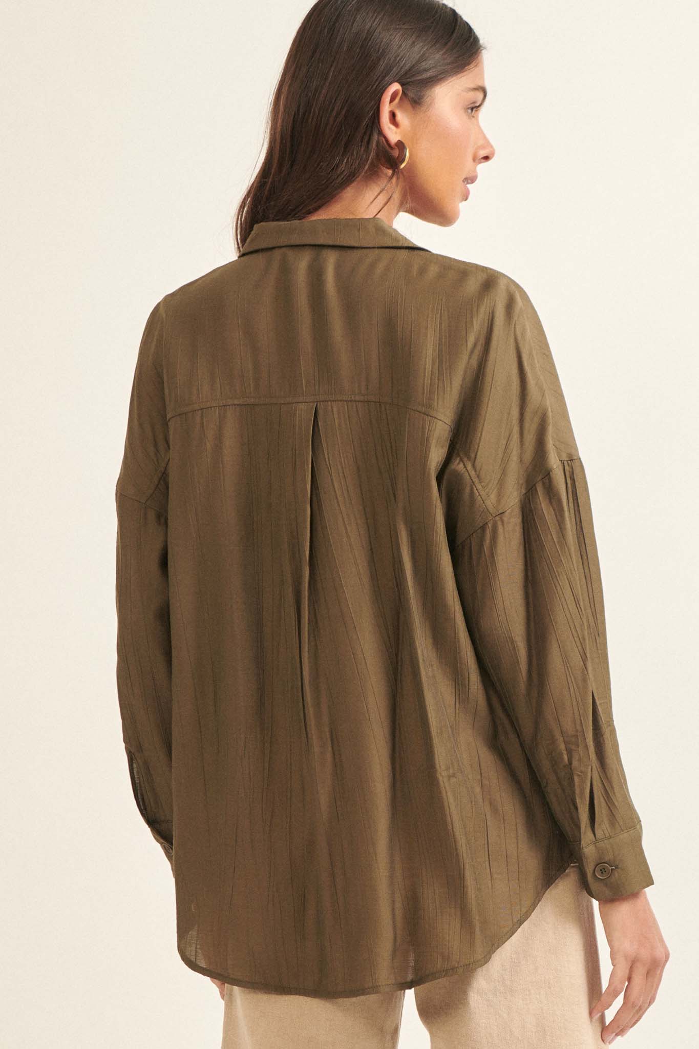 Careless Love Oversized Button-Up Crepe Shirt - ShopPromesa