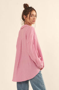 Careless Love Oversized Button-Up Crepe Shirt - ShopPromesa