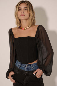 Legendary Love Chiffon-Sleeve Cropped Corset Top - ShopPromesa