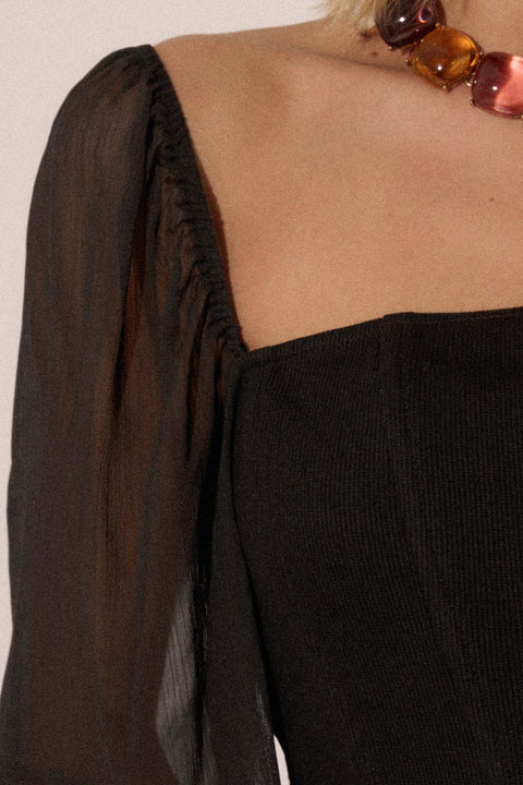 Legendary Love Chiffon-Sleeve Cropped Corset Top - ShopPromesa