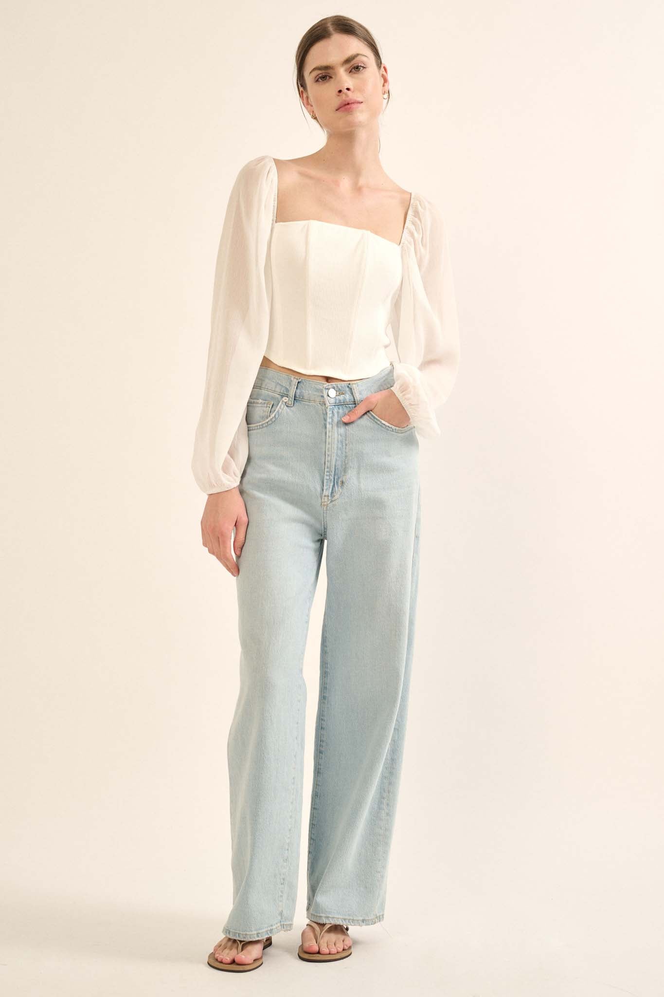 Timeless Love Long-Sleeve Cropped Corset Top - ShopPromesa