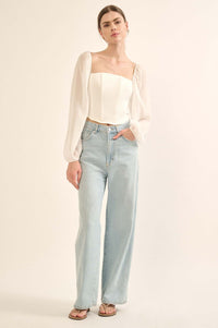 Timeless Love Long-Sleeve Cropped Corset Top - ShopPromesa