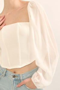 Timeless Love Long-Sleeve Cropped Corset Top - ShopPromesa