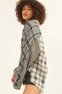 In the Mix Colorblock Plaid Button-Up Shirt - ShopPromesa