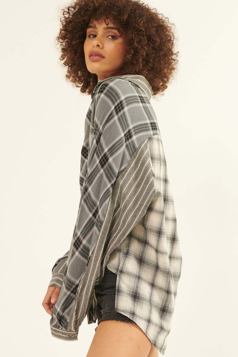 In the Mix Colorblock Plaid Button-Up Shirt - ShopPromesa