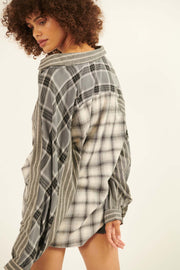 In the Mix Colorblock Plaid Button-Up Shirt - ShopPromesa