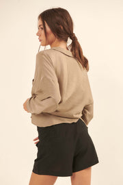Pickup Lines Pinstripe Lapel-Collar Pocket Shirt - ShopPromesa