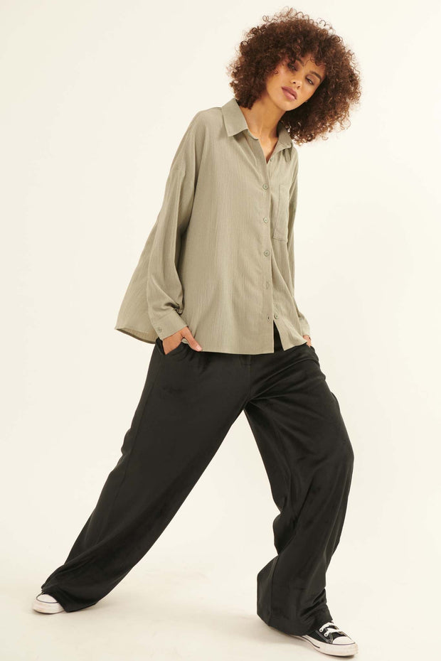 Now or Never Solid Crepe Pocket Shirt - ShopPromesa