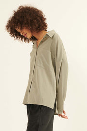 Now or Never Solid Crepe Pocket Shirt - ShopPromesa