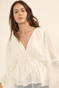 Ripple Effect Accordion Pleated Kimono Blouse - ShopPromesa