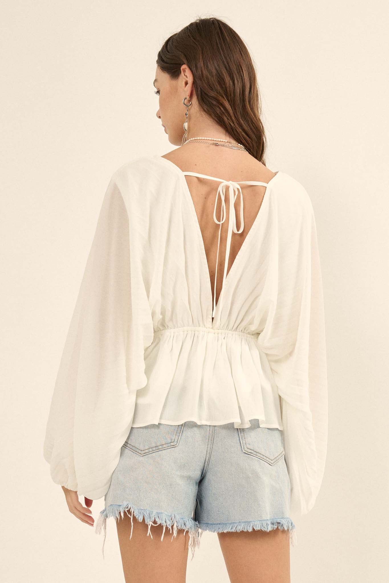 Ripple Effect Accordion Pleated Kimono Blouse - ShopPromesa