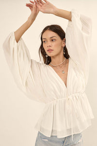 Ripple Effect Accordion Pleated Kimono Blouse - ShopPromesa