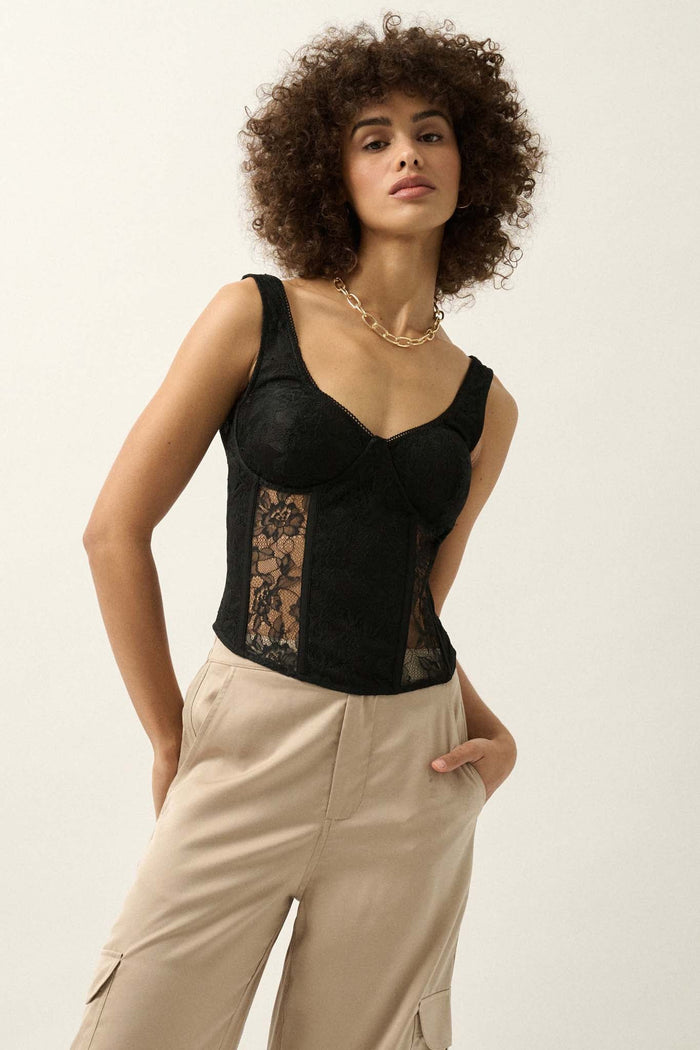 Delicate Blooms Floral Lace Bustier Corset Top - ShopPromesa