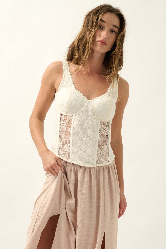 Delicate Blooms Floral Lace Bustier Corset Top - ShopPromesa