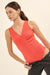 Smocked Jersey Ruched V-Neck Sleeveless Bodysuit - ShopPromesa