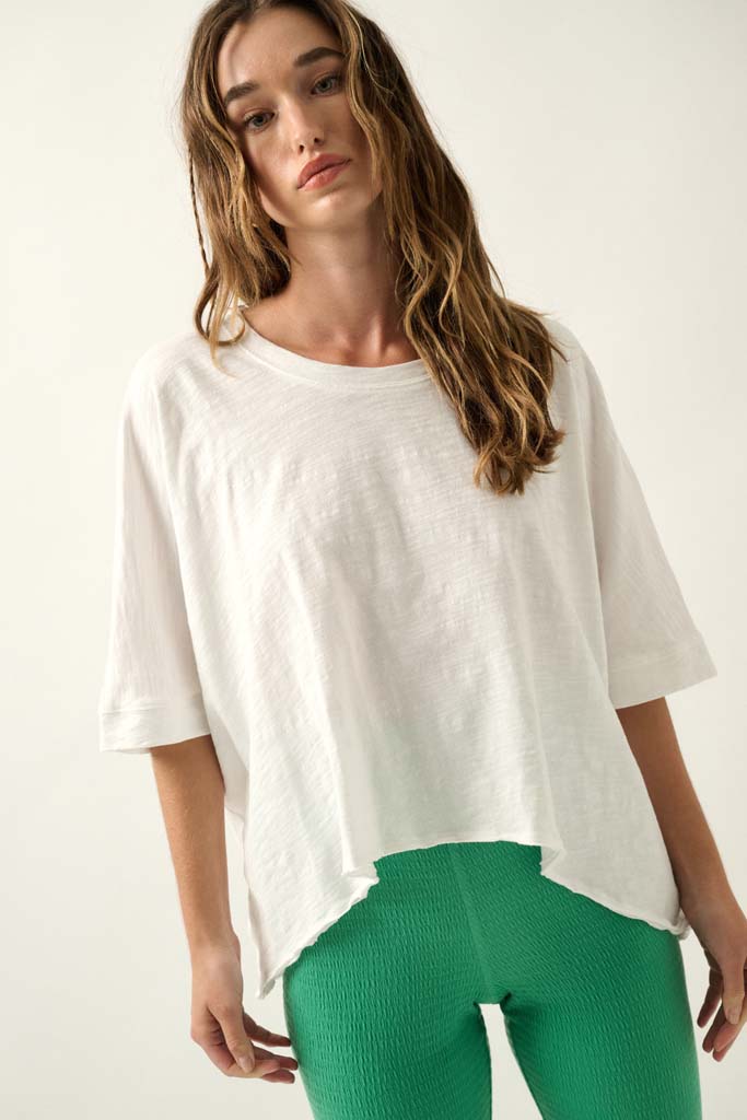 Easy Fit Vintage-Wash Cotton Oversized Boxy Tee - ShopPromesa