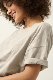 Easy Fit Vintage-Wash Slub Cotton T-Shirt Bodysuit - ShopPromesa