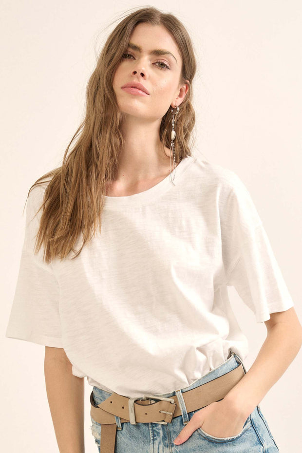 Easy Fit Vintage-Wash Slub Cotton T-Shirt Bodysuit - ShopPromesa
