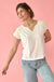 Easy Fit Ruched-Sleeve Cotton Slub Split-Neck Tee - ShopPromesa