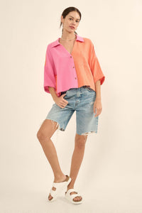 Better Half Colorblock Crinkle Cotton Pocket Shirt - ShopPromesa