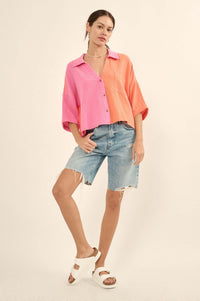 Better Half Colorblock Crinkle Cotton Pocket Shirt - ShopPromesa