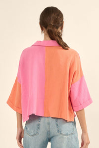 Better Half Colorblock Crinkle Cotton Pocket Shirt - ShopPromesa