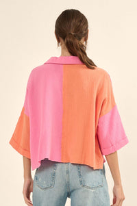 Better Half Colorblock Crinkle Cotton Pocket Shirt - ShopPromesa