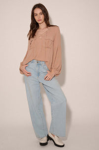 True Nature Balloon-Sleeve Pocket Peasant Top - ShopPromesa