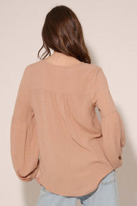 True Nature Balloon-Sleeve Pocket Peasant Top - ShopPromesa