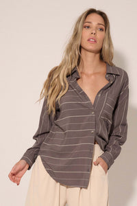 Line of Sight Striped Button-Up Pocket Shirt - ShopPromesa