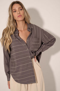 Line of Sight Striped Button-Up Pocket Shirt - ShopPromesa