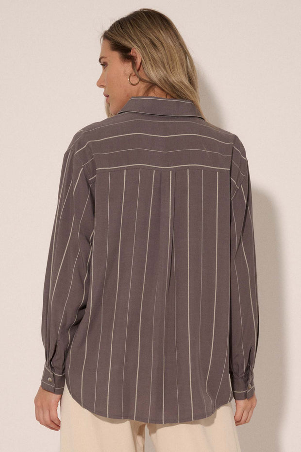 Line of Sight Striped Button-Up Pocket Shirt - ShopPromesa