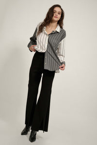 First in Line Colorblock Striped Button-Up Shirt - ShopPromesa