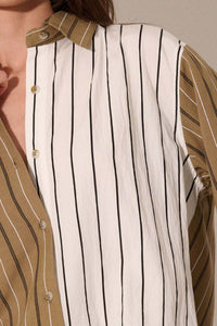 First in Line Colorblock Striped Button-Up Shirt - ShopPromesa