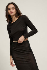 Sheer Joy Layered Mesh Long-Sleeve Bandana-Hem Top - ShopPromesa