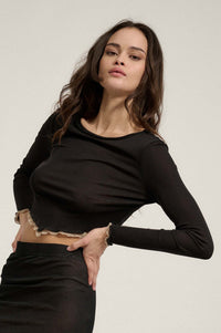 Sheer Joy Layered Mesh Long-Sleeve Bandana-Hem Top - ShopPromesa