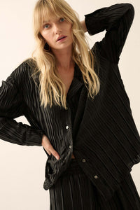 Changing Tides Pleated Button-Up Shirt - ShopPromesa