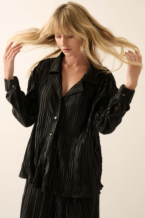 Changing Tides Pleated Button-Up Shirt - ShopPromesa