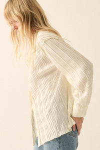 Changing Tides Pleated Button-Up Shirt - ShopPromesa