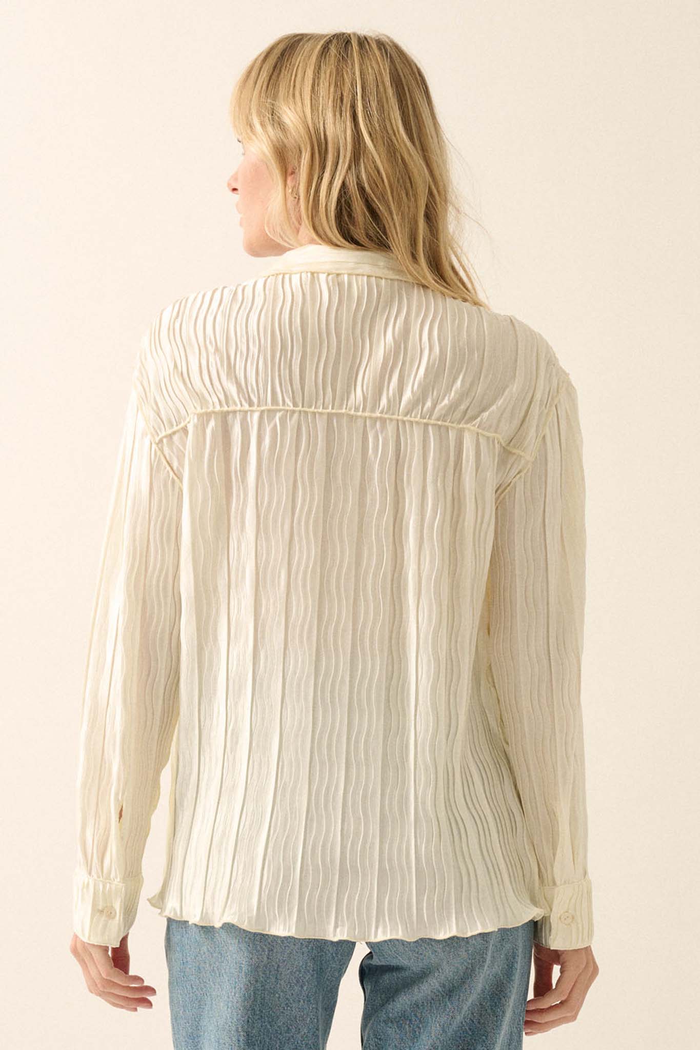 Changing Tides Pleated Button-Up Shirt - ShopPromesa