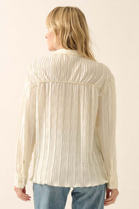 Changing Tides Pleated Button-Up Shirt - ShopPromesa