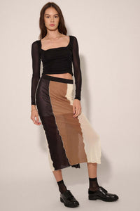 Sheer and Now Ruched Mesh Square Neck Crop Top - ShopPromesa