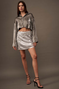 Silver Bullet Metallic Lamé Cropped Shirt - ShopPromesa