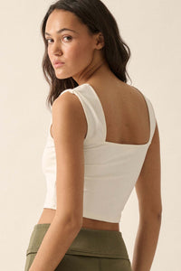 Lifted Fit Zip-Front Cropped Square-Neck Tank Top - ShopPromesa