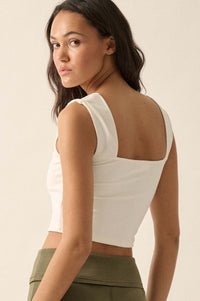 Lifted Fit Zip-Front Cropped Square-Neck Tank Top - ShopPromesa