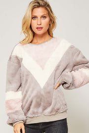 Positively Plush Colorblock Faux Fur Sweatshirt - ShopPromesa